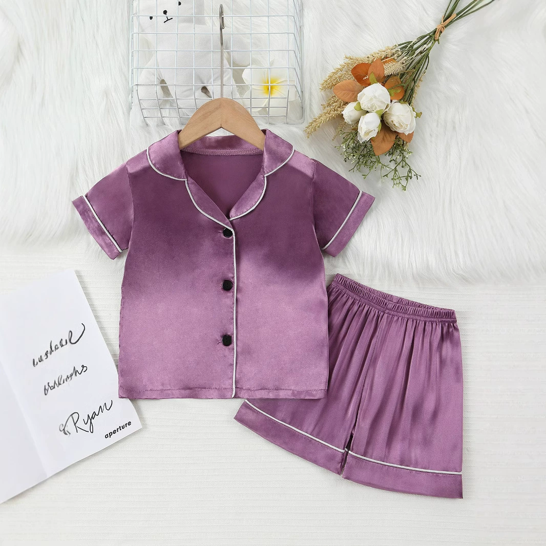 Через 1615 огнестойкие летние новые корейские детские пижамы классические сплошные повседневные детские костюмы