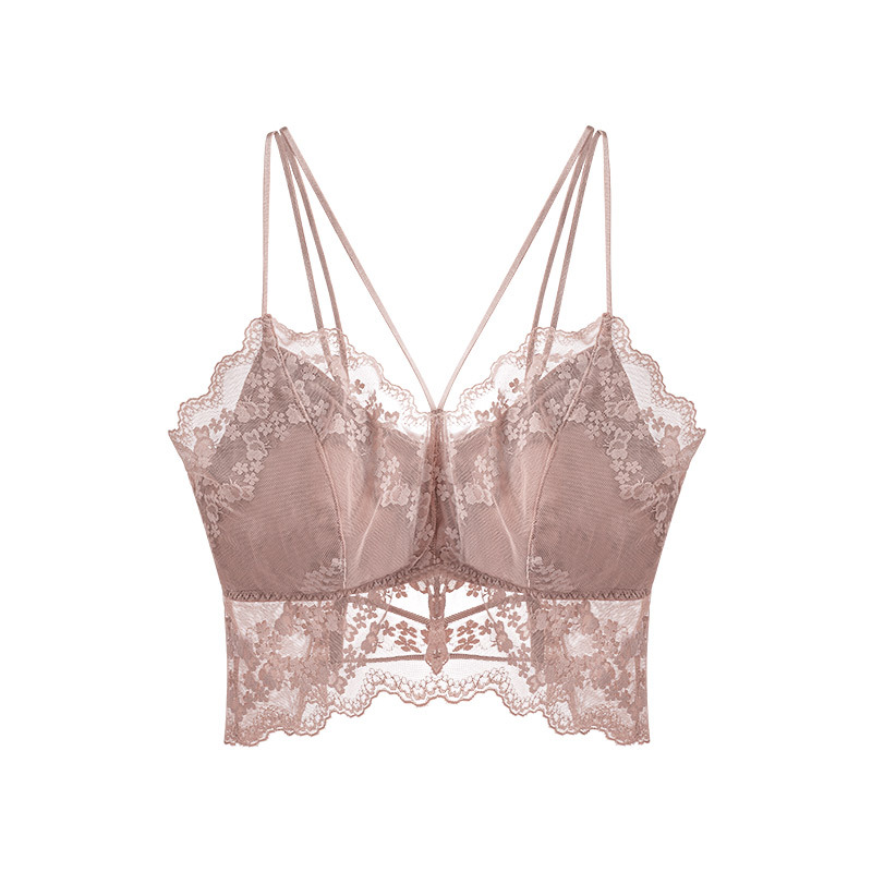 Lace & Latex Bra With Sling Design, Stunning Beauty Back, Chest Pads, And All-in-One Chest Wrap For A Sexy Tube Top Look_voghion.com