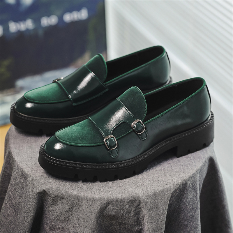 Pointed loafers slip-on casual men's platform elevating beans_voghion.com