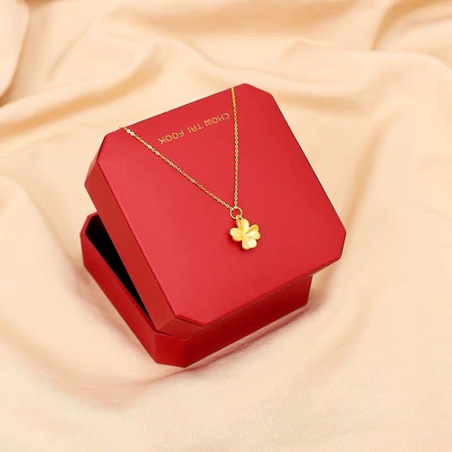 Vietnamese Gold-Plated Four-Leaf Clover Necklace for Women, Imitation Gold Design, Simple & Versatile Set Chain with Pendant, Clavicle-Length Chain—Wholesale Price