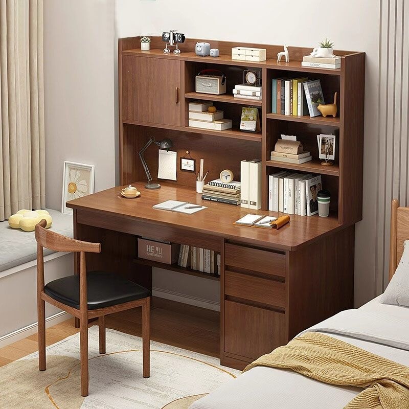 Bedroom Home-Use Small Study Computer Desk, Simple Rental House Office Desk, Desk with Bookshelf, Integrated Writing Desk for Students Bedroom Home-Use Small Study Computer Desk, Simple Rental House Office Desk, Desk with Bookshelf, Integrated Writing Desk for Students