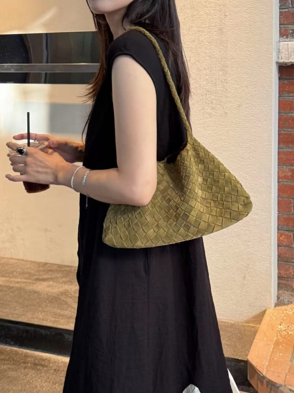 复古磨砂麂皮编织包法棍腋下包时尚通勤子母包高级感单肩手提包|undefined