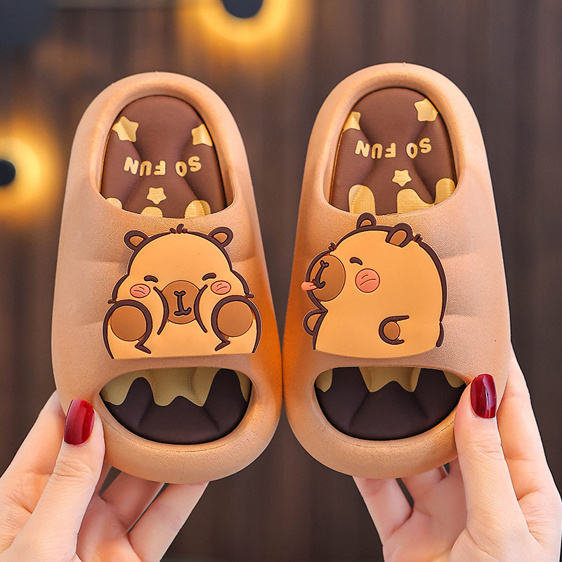 Capibara zapatillas para niños de verano antideslizantes con suela suave para niños de baño interior para padres e hijos, zapatillas de playa para niños