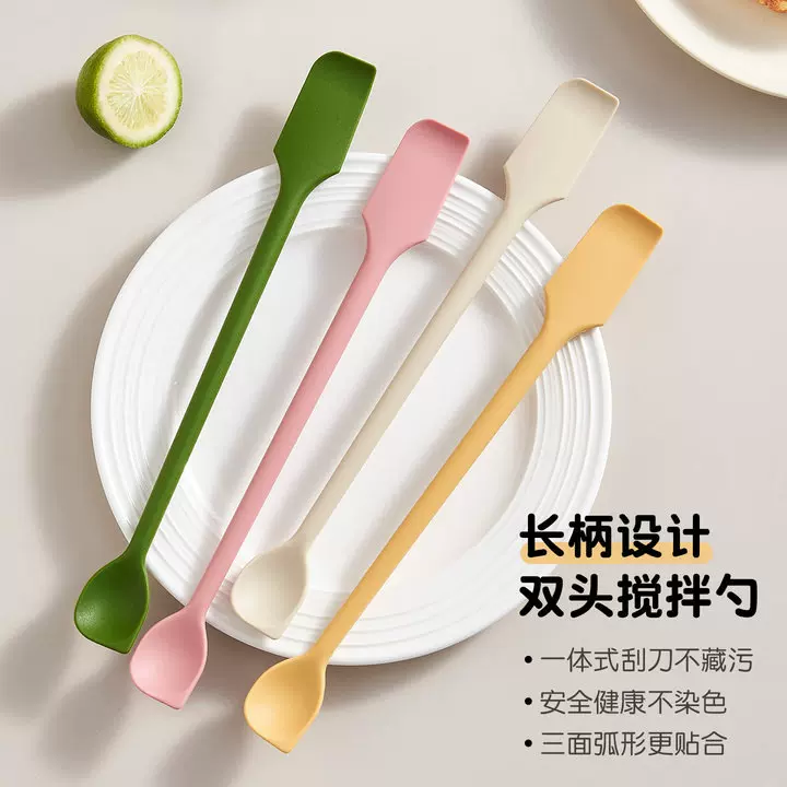 创意双头硅胶刮勺厨房烘焙刮刀长柄一体多功能刮勺子面包果酱抹刀