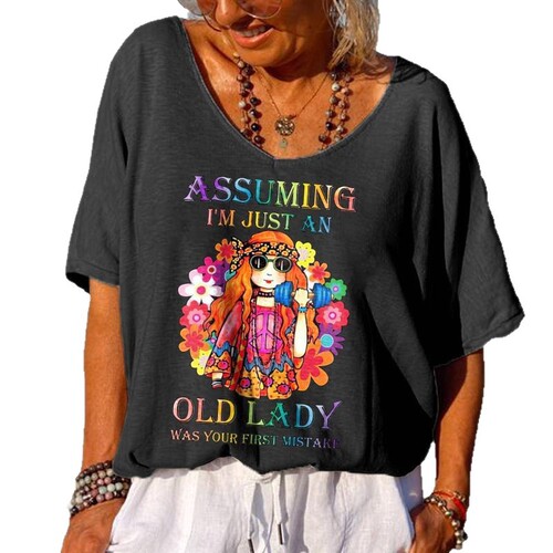 2025 New Summer Fashion 3D Print Women's Top T-Shirt V-Neck Seven-Sleeve Casual Fashion Trend Short Sleeve