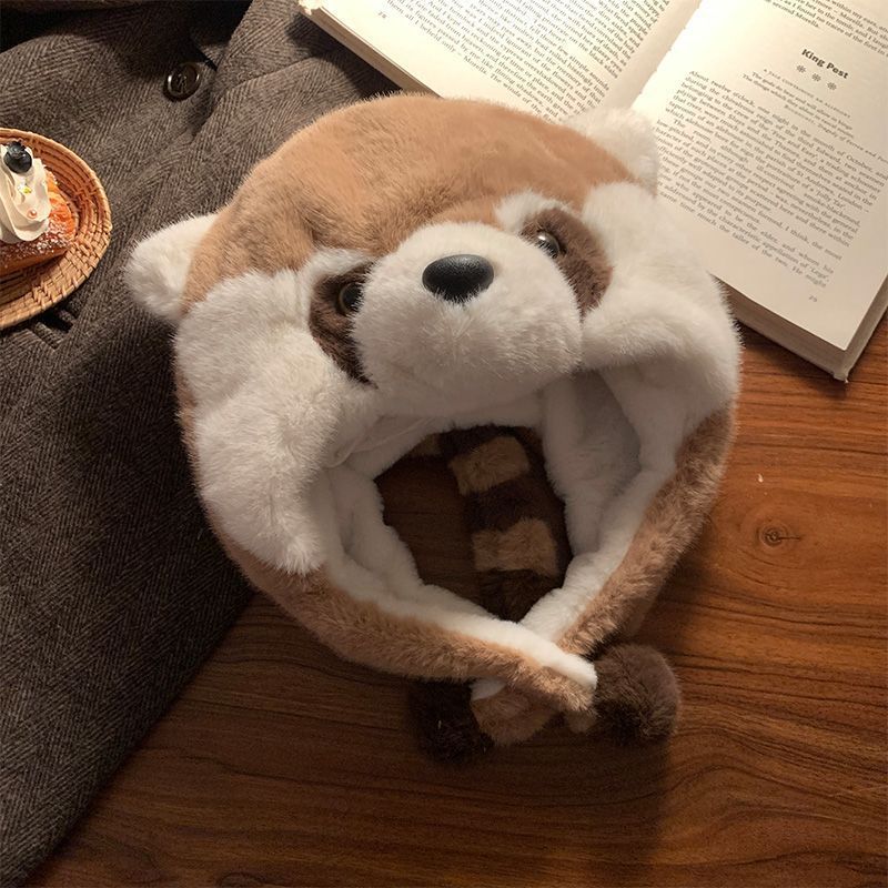 Nueva caricatura lindo pequeño mapache felpa protección para los oídos sombrero Lei Feng para niños otoño e invierno cálido y grueso protección para los oídos de bola de pelo marea