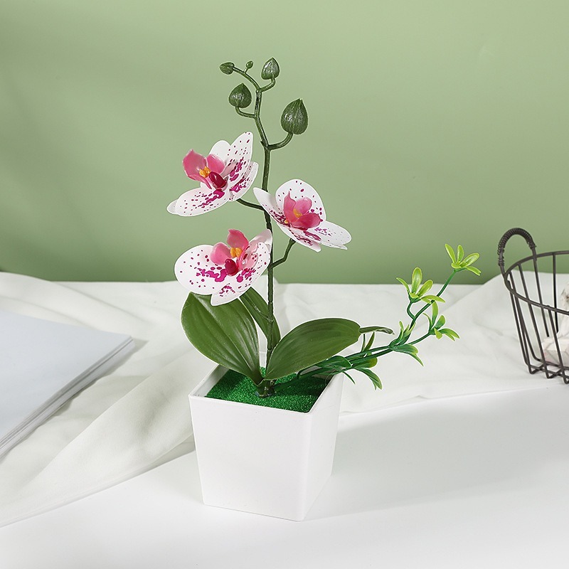 クロスボーダーのシミュレーション胡蝶蘭盆栽花付きデスクトップ装飾プラスチック造花盆栽撮影植木鉢置物花頭|undefined