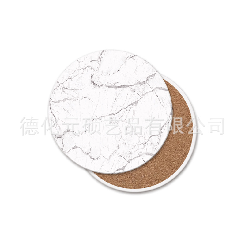 Amazon popular blanco Marbling cerámica absorbente posavasos decoración del hogar Logo de una sola pieza entrega