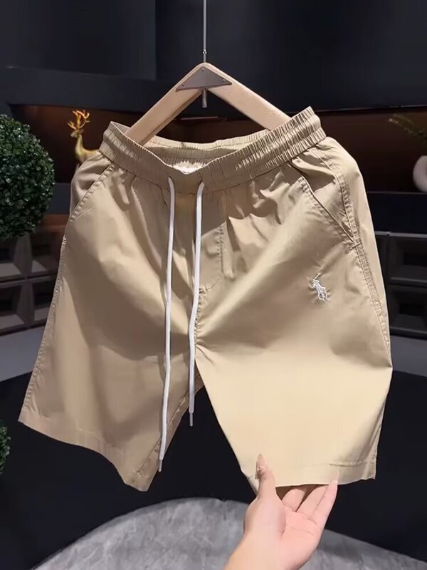 2025年新作 シンプルカジュアルサマーショートパンツ 馬刺繍入り半袖ストレート五分丈パンツ おしゃれで万能|undefined