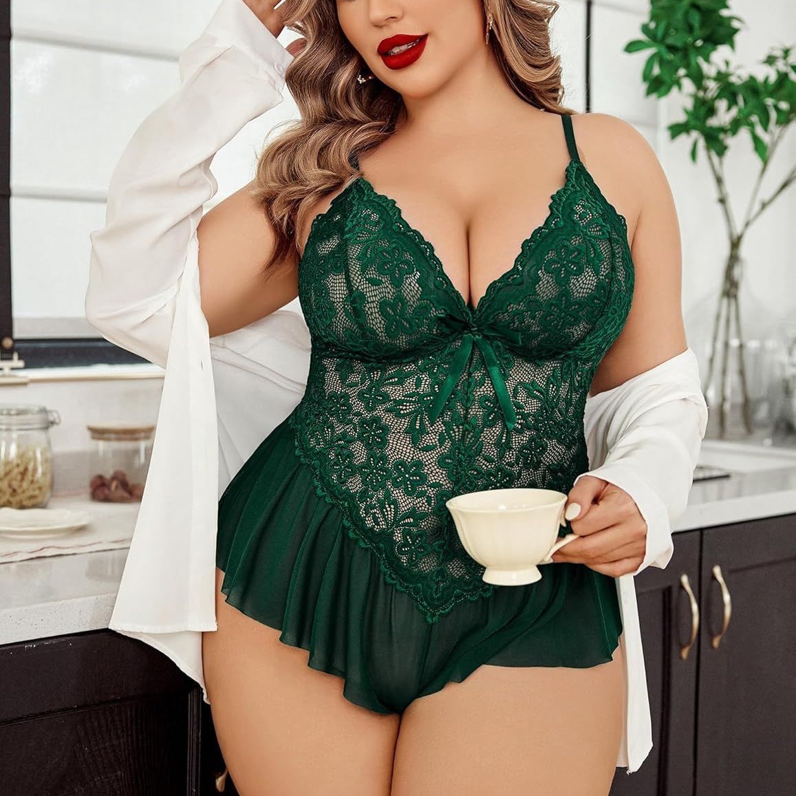Europa y los Estados Unidos comercio exterior fuentes sexuales encaje arco de encaje profundo V grupo pijama vestido al por mayor