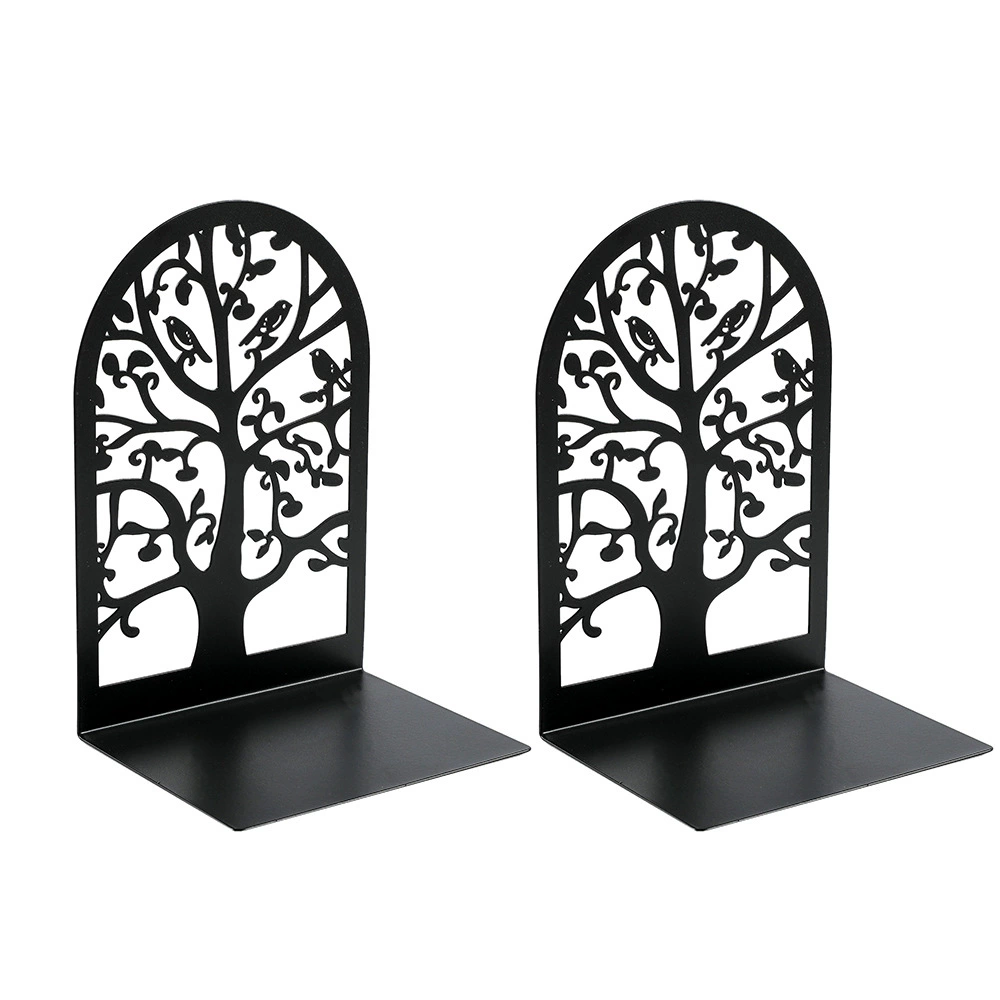Bookends (Life Tree) Metal Tree-Shadow Design, Desktop Book Storage Pair, Decorative