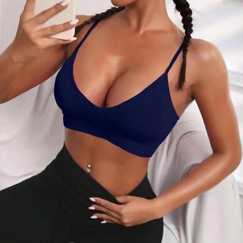 New thin double shoulder strap sports bra for women shock-proof push-up beautiful back yoga threaded vest running fitness bra for women