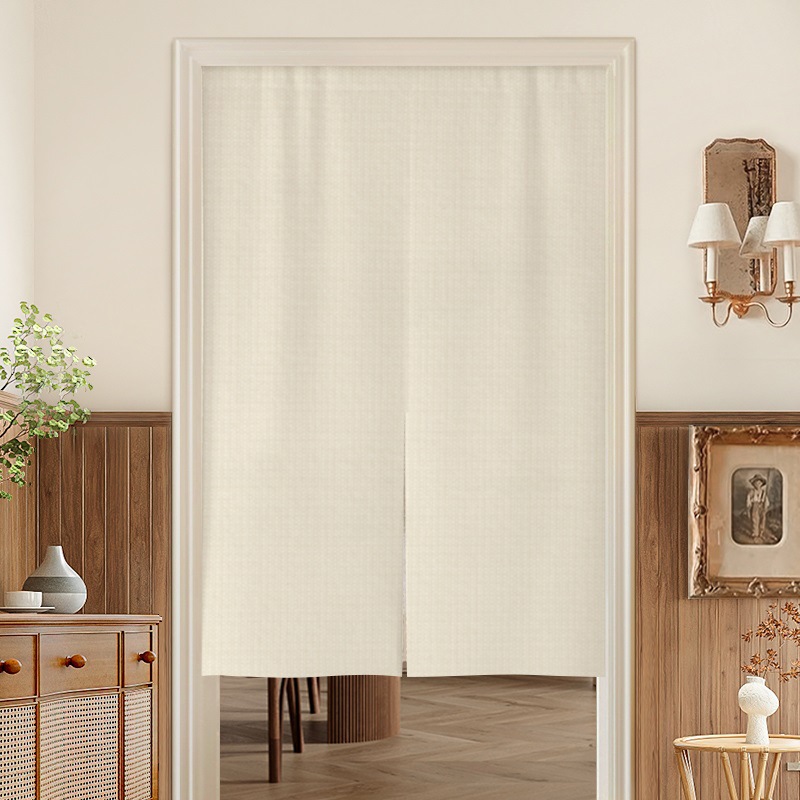 Japanese-Style Solid Color Bedroom No-Drill Partition Curtain Kitchen Hanging Curtain Bathroom Toilet Half Curtain Fabric