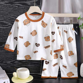儿童睡衣家居服套装纯棉夏季新款男童空调服女童衣服夏款童装批发