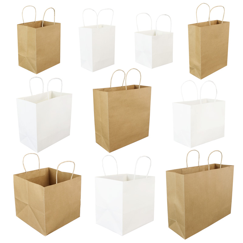 Bolsas de papel de color primario bolsas de embalaje para llevar bolsas de papel kraft cuadradas bolsas de papel de horneado de fondo ancho impresión bolsas de mano personalizadas leche
