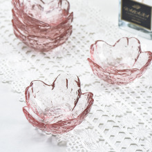 日式色料玻璃樱花碟子创意粉色家用调味蘸料碟酱油碟碗餐具套装