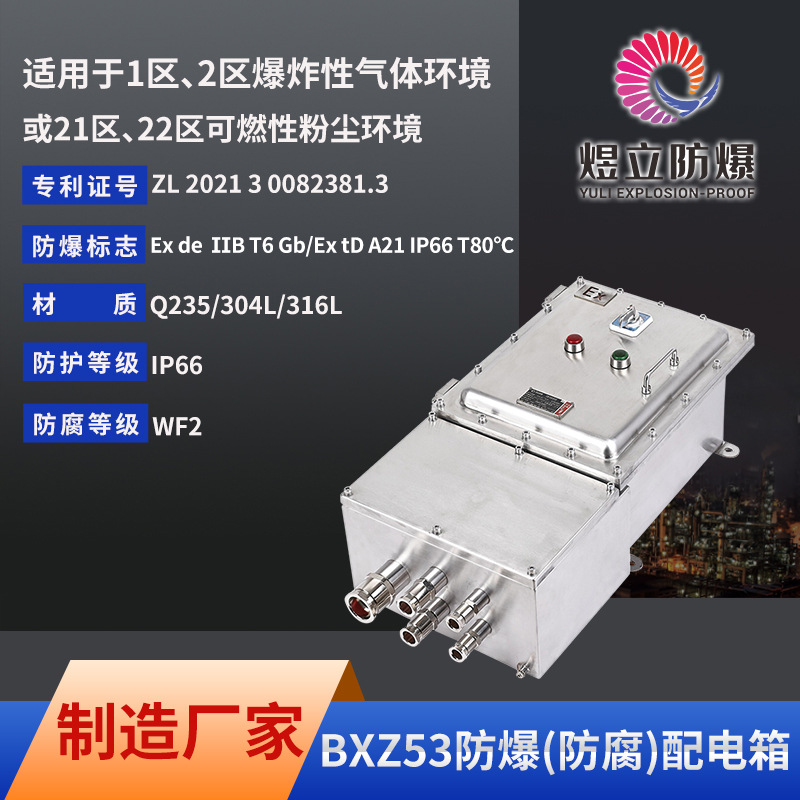 厂家直销现货供应BXZ53系列防爆防腐不锈钢ExdllB配电箱