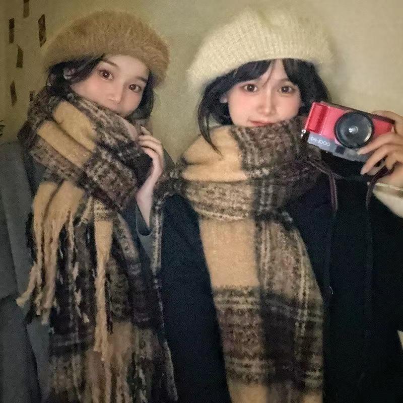 Melads neue Atmosphäre kariert ist vielseitig Frauen, mit einem Studentenschal mit vergrößerten Quasten und extra dick_voghion.com