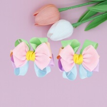 彩色蝴蝶结双层发夹TEMU亚马逊爆款头饰甜美百搭发夹儿童百搭发饰