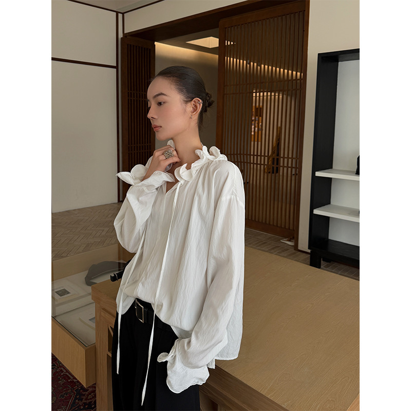 【New for Fall 8/24】French-style niche youthful and playful lace collar lightweight long-sleeve women's shirt F1215 【New for Fall 8/24】French-style niche youthful and playful lace collar lightweight long-sleeve women's shirt F1215