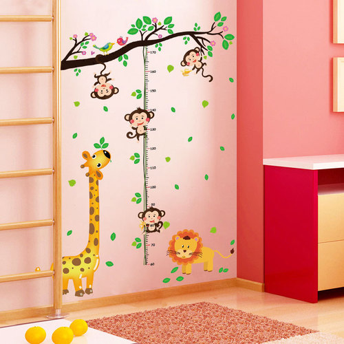 Children's Room Decor Giraffe Height Sticker for Kindergarten Wall Decoration Wall Decal Cartoon Sticker Self-Adhesive