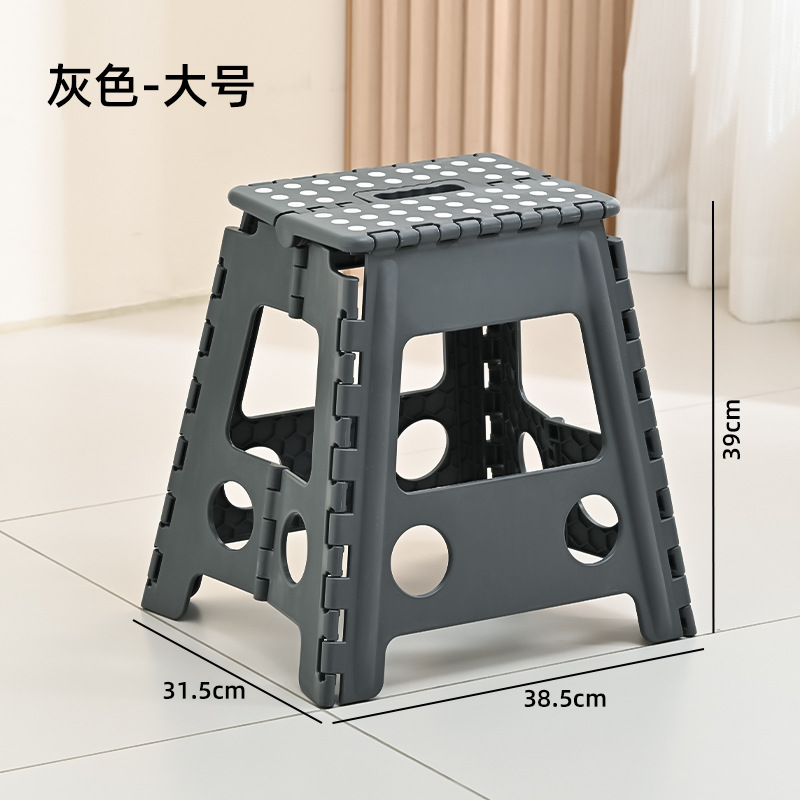 Taburete plegable grueso para campamento al aire libre ligero de lujo creativo de plástico no ocupa espacio silla de almacenamiento portátil taburete de caballo alto