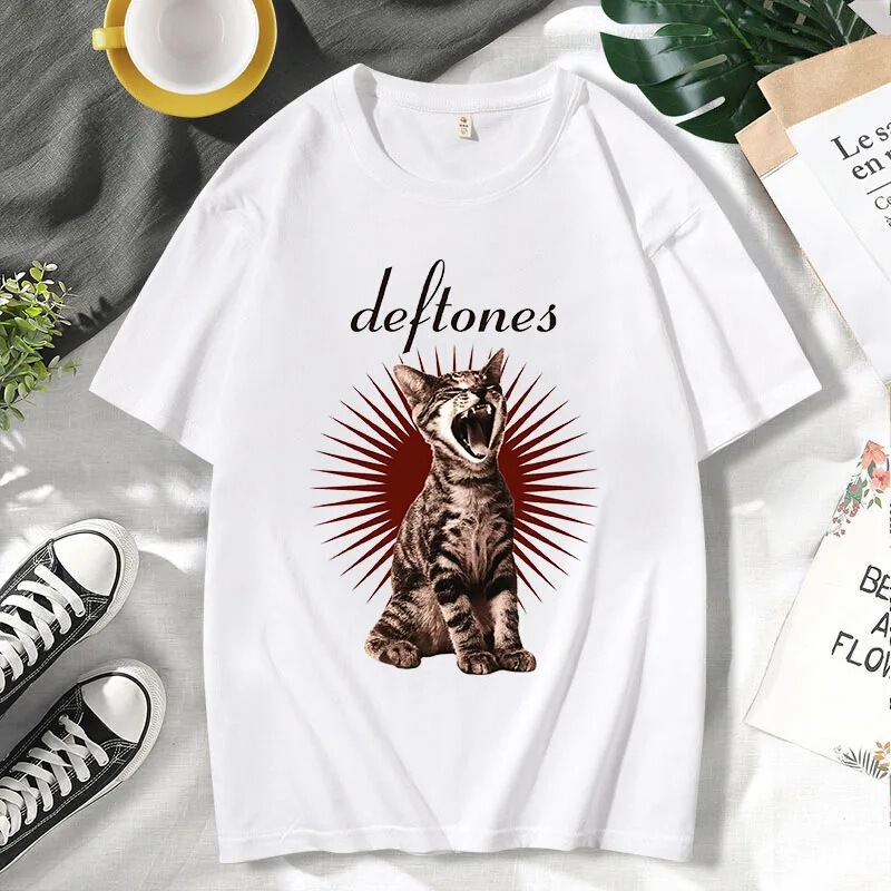 Long-Term Summer Short-Sleeved T-Shirt Deftones Merch Chino Moreno Printed T-Shirt Casual O-Neck Cross