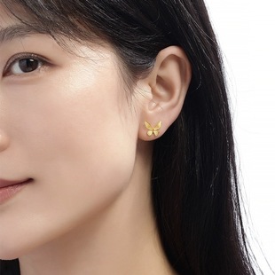 Water Bay Gold Live Supply 5G Gold Earrings New Gold 999 Butterfly Earrings Pure Gold Ins Wind Earrings