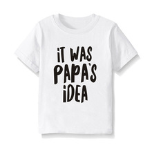 it was oaoas idea外贸印花男女童装短袖儿童圆领黑灰白色T恤