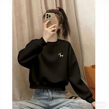 2025秋冬季新款白色短款加绒卫衣女装卡通印花套头小个子爆款上衣