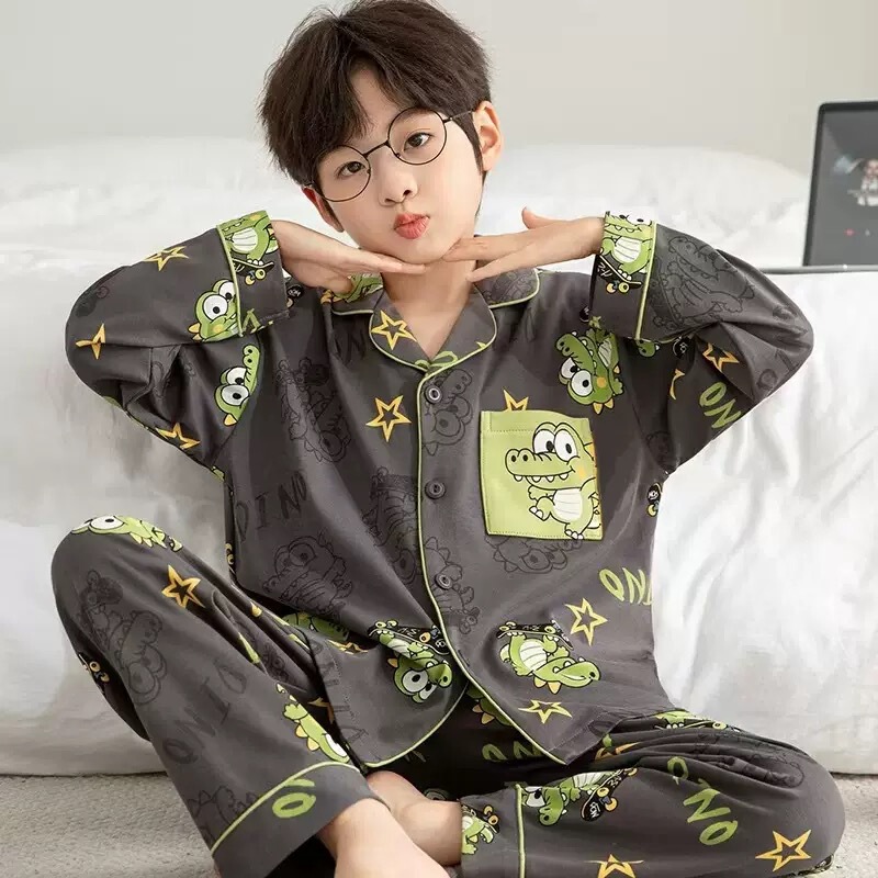 Southeast Asian Kidsren's Pajamas Spring and Autum Long-Sleeved Boys' Cartoon Korean Style Cute Girls' Baby Home Clothes Can Be Worn Outside