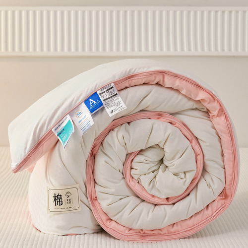 Original Cotton Soy Fiber Thick Winter Blanket with 2-in-1 Zipper, Parent-Child Fitted Sheet Core, Dual-Color Pattern Quilted Spring and Autumn Blanket