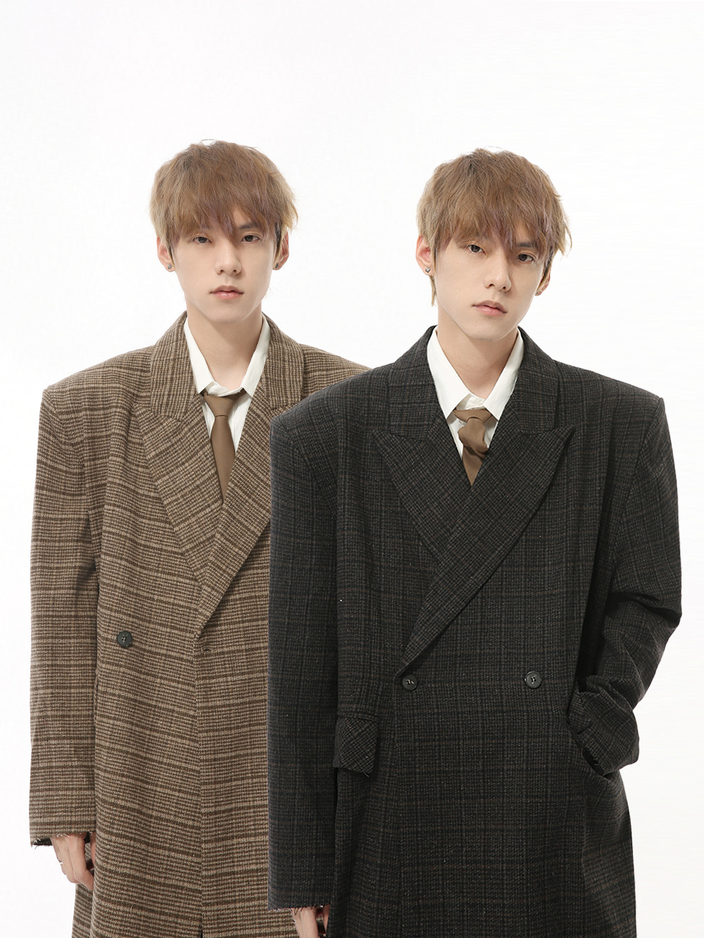 MTLCLOTHES Hombres| Nuevos productos de otoño de moda estricto suelto de lana almohadilla de hombro abrigo largo de alta calidad