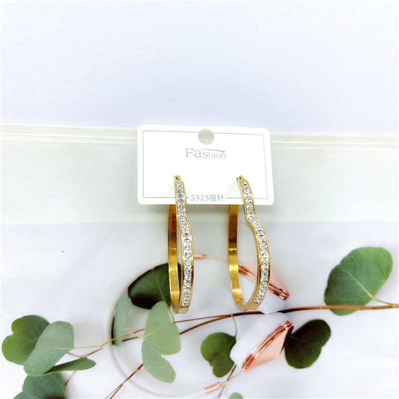 Fashion heart-shaped big new titanium steel earrings female