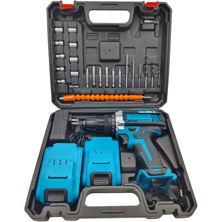 21V taladro eléctrico de doble velocidad de impacto de doble velocidad de litio taladro eléctrico destornillador eléctrico taladro eléctrico herramientas eléctricas