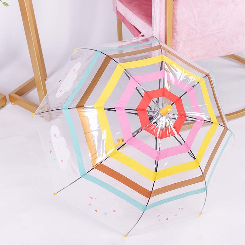 Children's Transparent Umbrella Japanese and Korean Style Straight Rainbow Umbrella Cartoon Creative Cute Cloud Arch Long Handle Kidsren's Umbrella Children's Transparent Umbrella Japanese and Korean Style Straight Rainbow Umbrella Cartoon Creative Cute Cloud Arch Long Handle Kidsren's Umbrella
