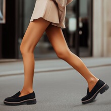 H 77122 Chunky Heel Loafers ĥɳ�ָ��ָ�Ь ŷ���羳����ѷ��