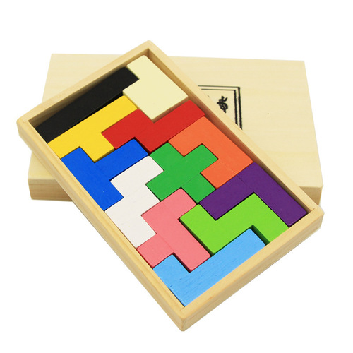 Wooden Tangram Puzzles with Beech Wood, Instructions, Kindergarten First Grade Math Geometry Learning Toy