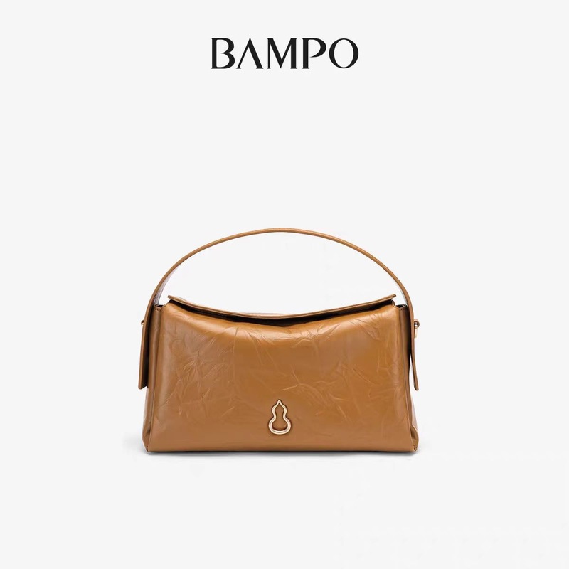 宣璐同款 BAMPO半坡飞檐包 头层牛皮枕头包新款单肩斜挎hobo包女|undefined