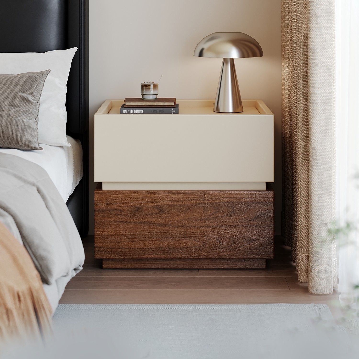 Italian minimalist bedside table for home bedroom, 2026 new model storage cabinet, modern light luxury bedside storage cabinet