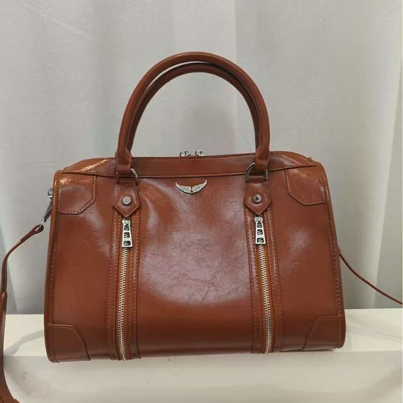 대형 오일 가죽 브라운