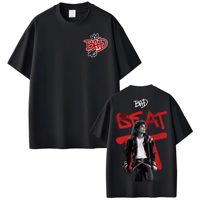 Pop King Michael Jackson Bad Era Tour T-Shirt Men's Women's Fashion Retro Short Sleeve T-Shirt