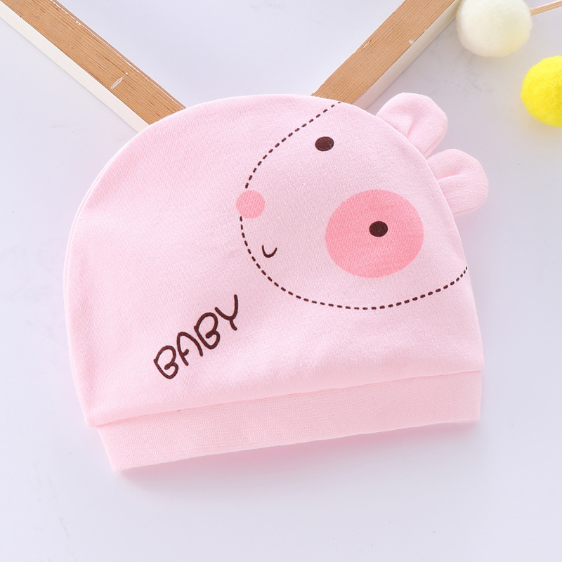 0--1 Sombrero de bebé recién nacido primavera y otoño algodón peinado para bebés de dibujos animados para hombres y mujeres cuatro estaciones sombrero de neumáticos a prueba de viento sombrero de puerta de goma