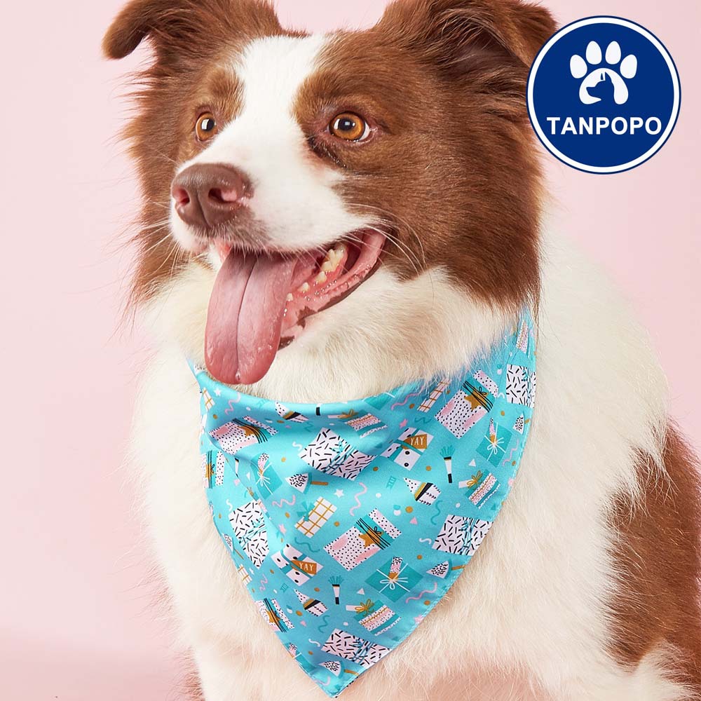 Tanpopo transfronterizo nuevo cumpleaños mascota saliva toalla perro cumpleaños triángulo toalla mascota saliva toalla bufanda