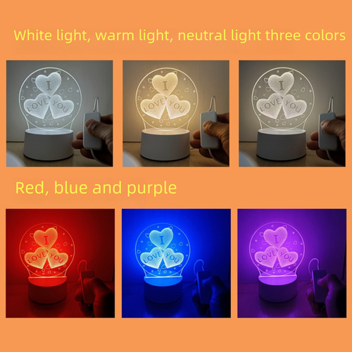 Charging Oak Small Night Light Base USB Plug-in LED Lamp Wooden Cultural Creative Table Lamp Button 7-color Night Light Gift Lamp