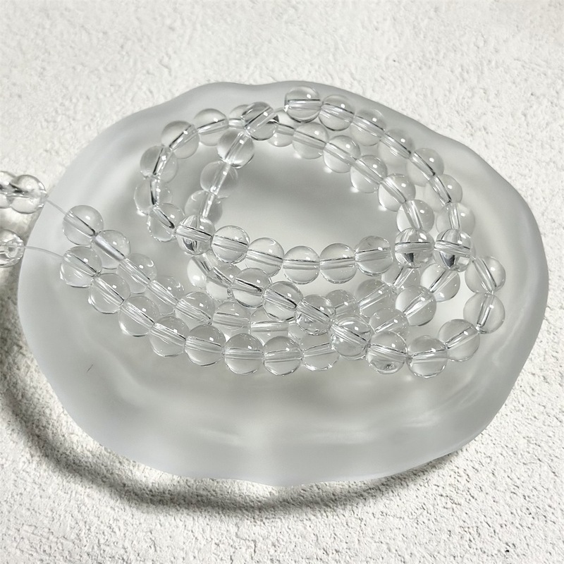 【8mm氷透】水晶高透白瑠璃散珠diyブレスレット手作り半製品部品|undefined