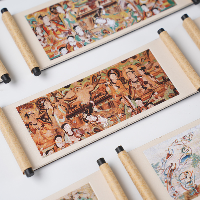 둔황 벽화 모델링 스크롤 나무 냉장고 자석 맞춤형 창조적 인 기념 선물 마그네틱 WENCHUANG 냉장고 자석