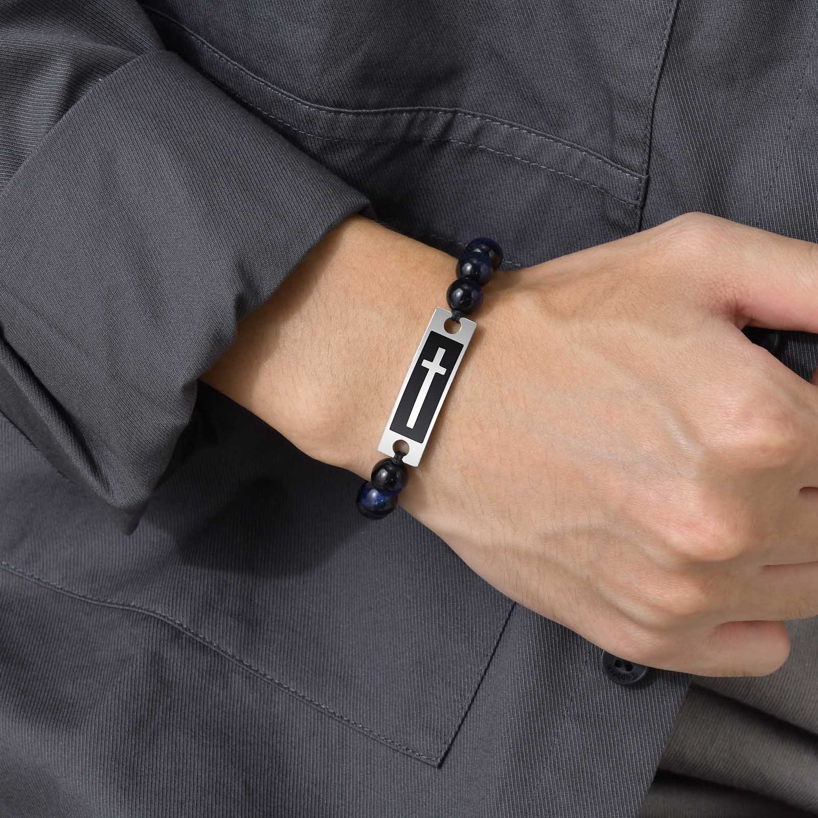 Fashion Cross Agate Braid Bracelets 1 Piece