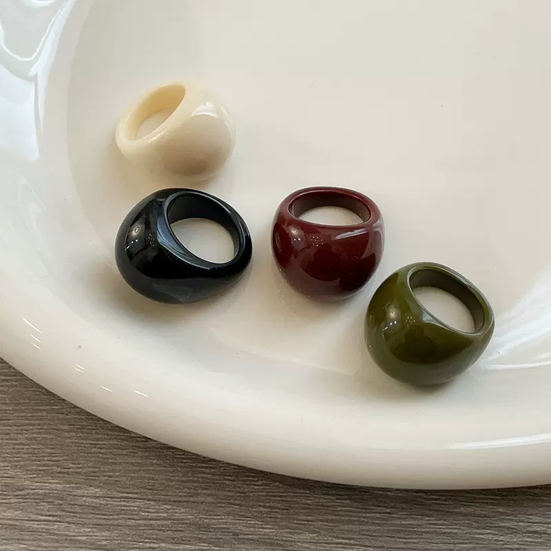 树脂戒指女小众戒指轻奢高级感复古冷淡风指环食指戒饰品批发手饰