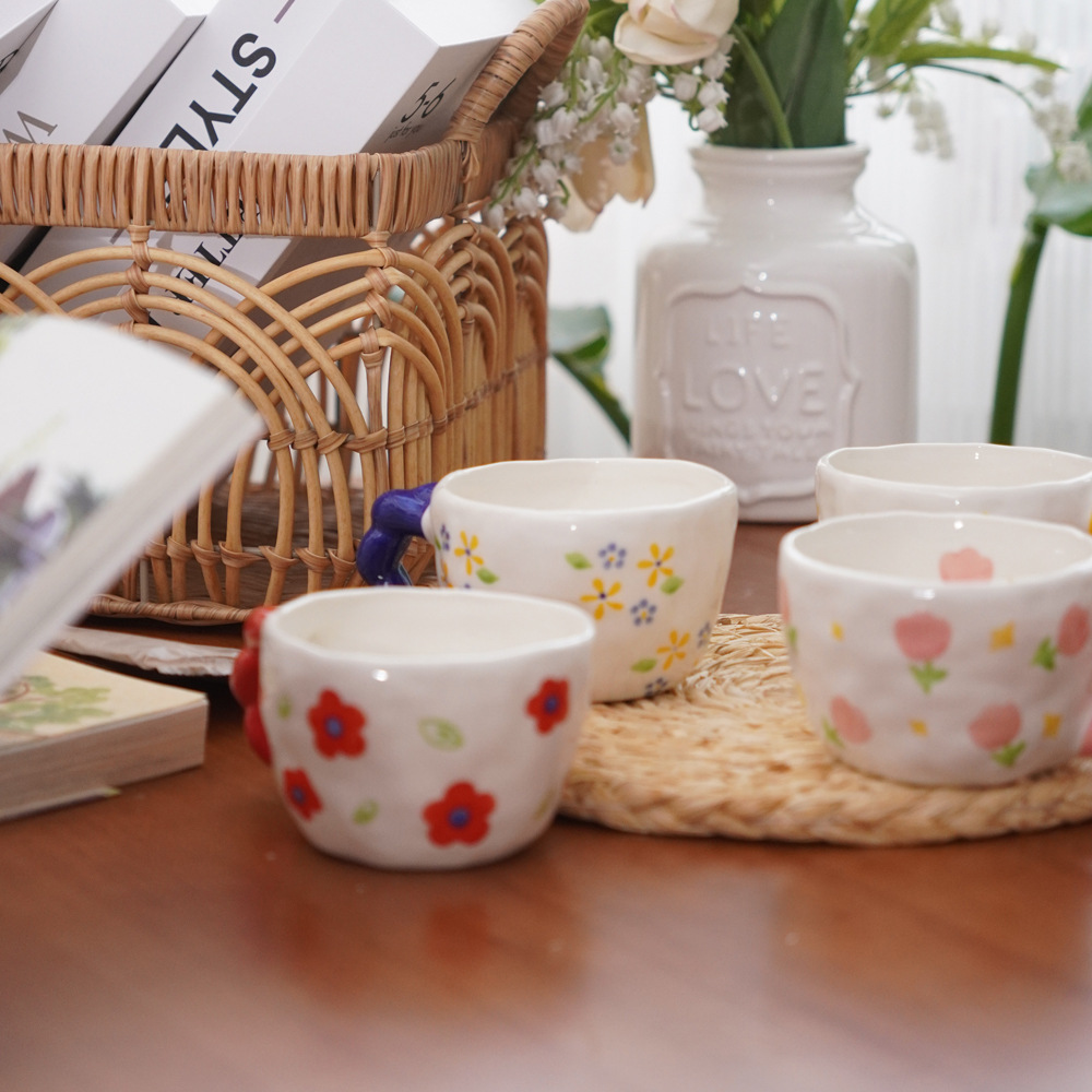 Tazza da caffè in ceramica dipinta a mano, stile Ins, design, latte macchiato, irregolare, spremuta a mano, tazza da acqua creativa per coppie._voghion.com